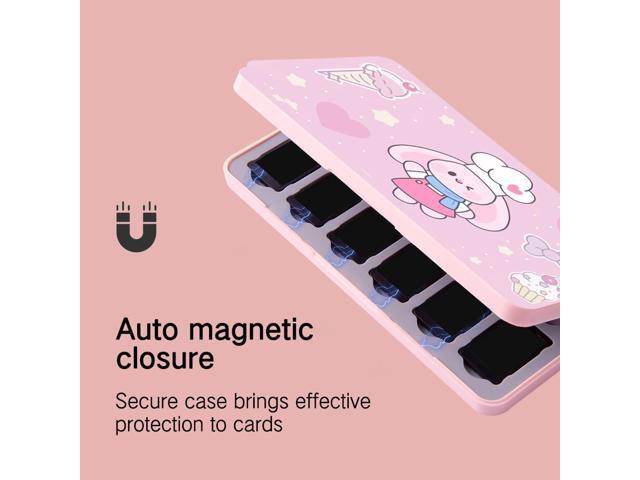 PERFECTSIGHT Cute Game Card Case for Nintendo Switch/ Switch Lite/ OLED, 24 Game Holder Cartridge Case for Game Cards and 24 SD Cards, Kawaii...