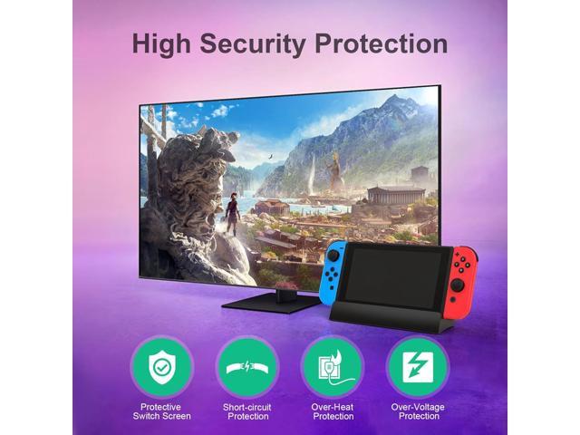 TV Docking Station for Switch, Replacement for Official Dock, Supports 4K HDMI Output with HDMI Cable and 15V/2.6A USB-C Charger