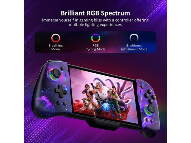NexiGo Hall Effect Gripcon (No Drift, No Deadzone) with Hall Sensing Joystick for Switch/Switch OLED, Adjustable RGB Light, 6-Axis Gyro, Turbo,...
