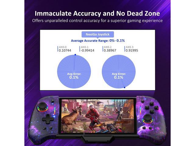 NexiGo Hall Effect Gripcon (No Drift, No Deadzone) with Hall Sensing Joystick for Switch/Switch OLED, Adjustable RGB Light, 6-Axis Gyro, Turbo,...