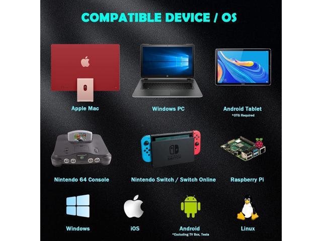 2.4 GHz Wireless N64 Switch Online Controller, USB Receiver & N64 Receiver, Compatible with Windows PC Laptop iOS Mac Raspberry Pi, N64 / Switch...