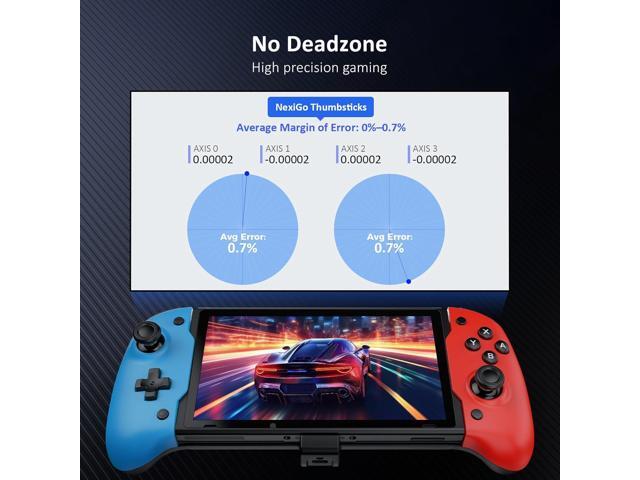 NexiGo Hall Effect Gripcon (No Drift, No Deadzone) with Hall Sensing Joystick for Nintendo Switch/Switch OLED, Ergonomic Handheld Mode, 6-Axis...