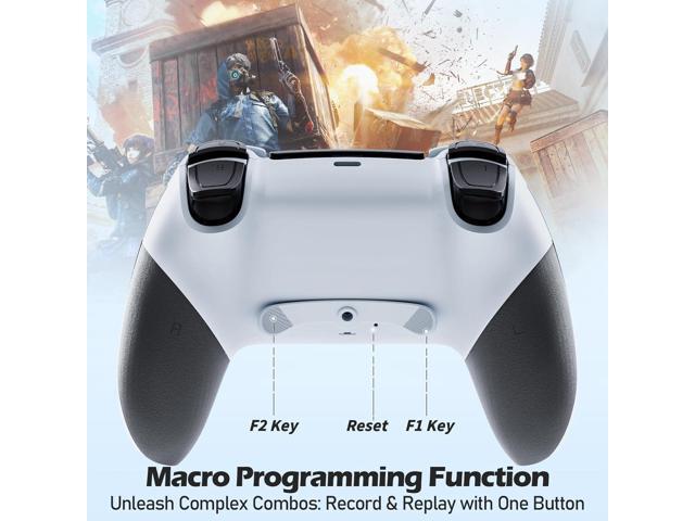CHEREEKI Wireless Controller for PS4 with 2 Macro Buttons, 3.5mm Audio and Turbo Function, 6-Axis Motion Control, Dual Vibration, Gamepad Joystick...
