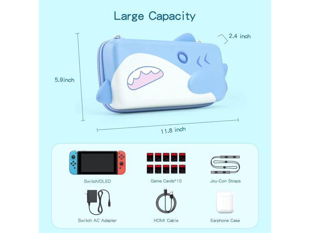 GeekShare Shark Carry Case Compatible with Switch/Switch OLED - Portable Hardshell Slim Travel Carrying Case fit Switch Console & Game Accessories...