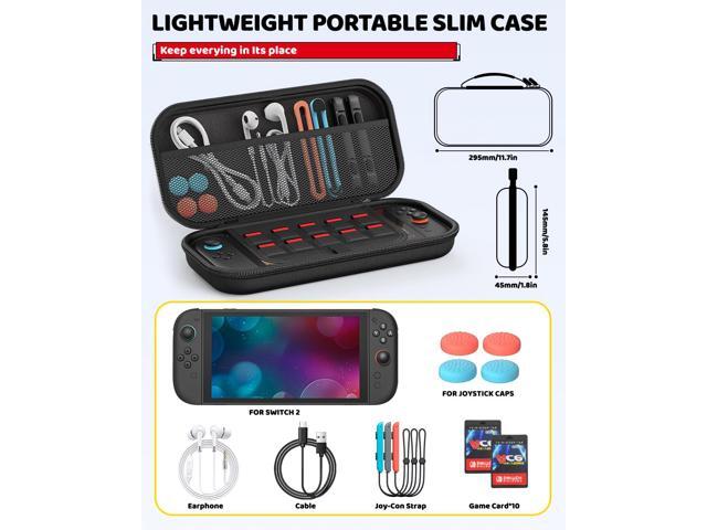 Switch 2 Accessories Bundle for Nintendo Switch 2 2025, Portable Hard Shell Slim Case with Switch 2 Crystals Cover kit, 2 HD Screen Protectors (7.9...