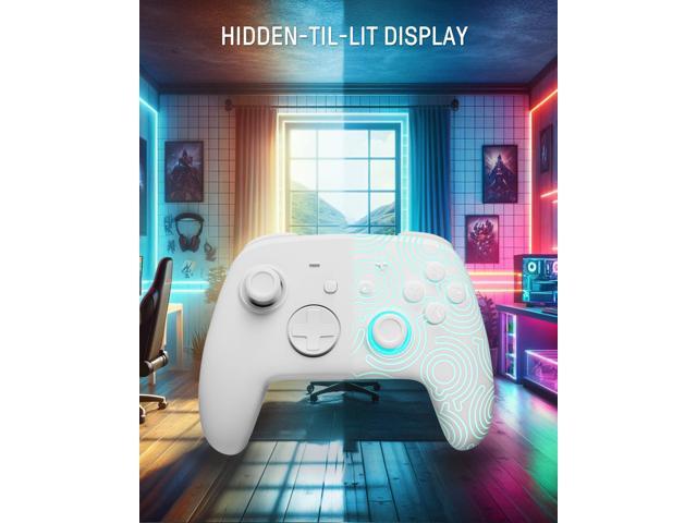 FUNLAB Switch Pro Controller Wireless White Compatible with Nintendo Switch 2/OLED/Lite, Firefly Bluetooth Remote Gamepad with Hall Effect...