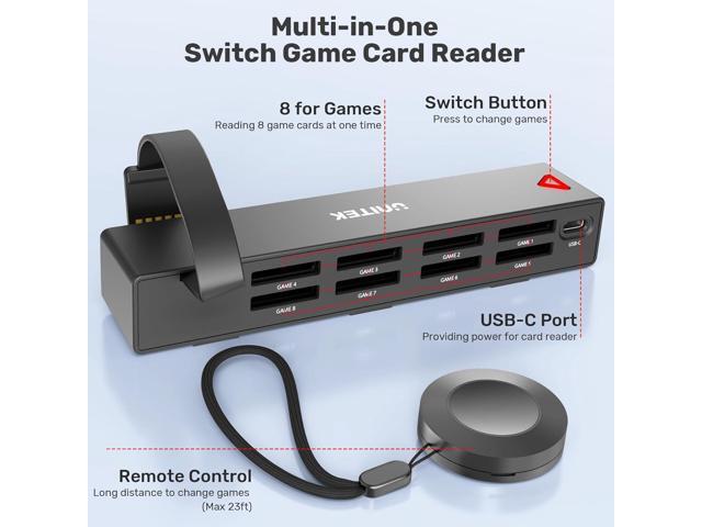 Unitek Switch Game Card Reader, Upgrade Version Multi Switch Game Switcher with Remote Control, 8 Cards Reading & Quick Switching Adapters for...