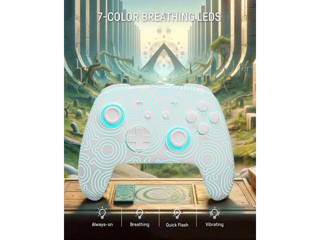 FUNLAB Switch Pro Controller Wireless White Compatible with Nintendo Switch 2/OLED/Lite, Firefly Bluetooth Remote Gamepad with Hall Effect...