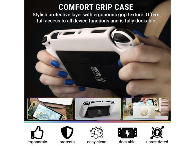 Orzly Accessory Bundle kit for Nintendo Switch Oled Accessories Essentials Pack Case and Screen Protector Comfort Grip Cover Headphones charger...