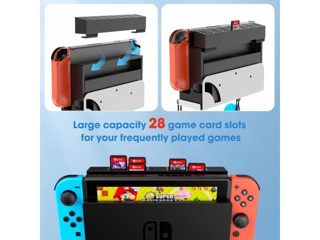 KUNSLCUK Wall Mount for Switch and Switch OLED, Metal Wall Mount Stand Accessories with 28 Game Cards Holder and 2 Joy-Con Hooks, Safely Mount your...