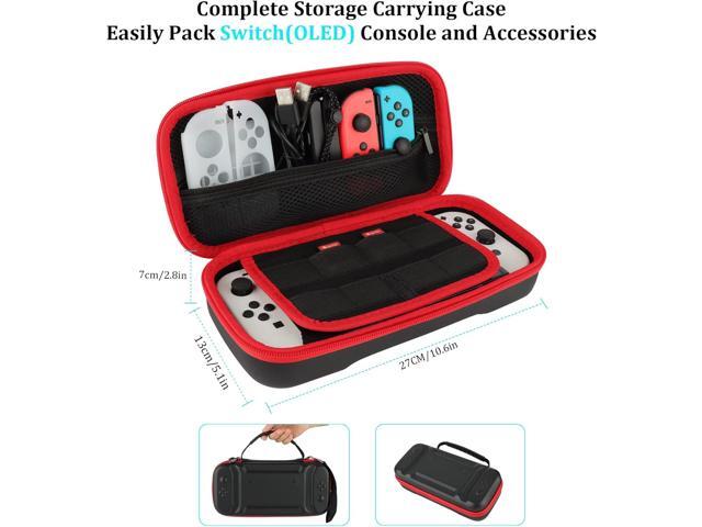 Accessories Bundle Pack for Nintendo Switch OLED Model(2021), Family Party Kit with Carrying Case, Joy Con Charging Dock, Grips, Covers, Steering...