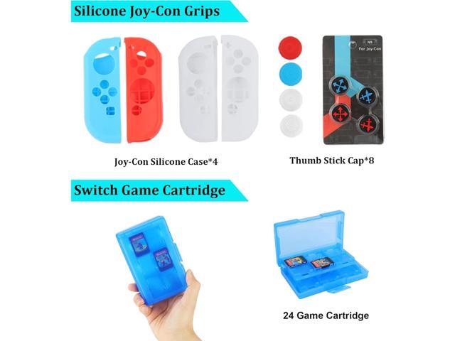 Accessories Bundle Pack for Nintendo Switch OLED Model(2021), Family Party Kit with Carrying Case, Joy Con Charging Dock, Grips, Covers, Steering...