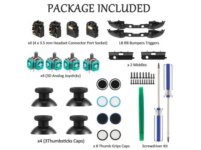 Skylety 31 Piece Replacement Game Controller Kit, Thumbsticks Cover, Joystick, LB RB Bumper Trigger, Headphone Jack Plug Port, Screwdriver...