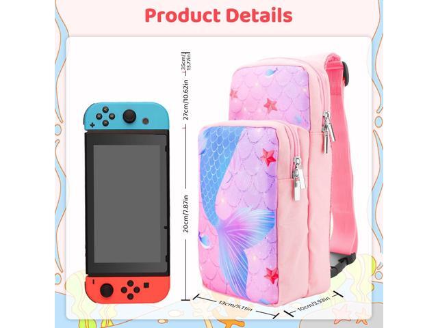 RHOTALL Pink Travel Bag for Nintendo Switch/Lite/OLED/2,Large Capacity Portable Carrying Case Compatible for Chest Shoulder Accessories Storage...