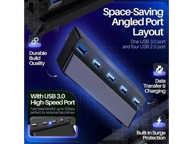 TNP 5 Port USB Hub for PS4 Slim Edition - USB 3.0/2.0 High Speed Extender Adapter Accessories Expansion Hub Connector Splitter Expander for...