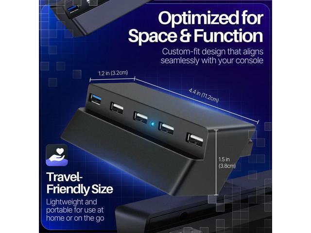TNP 5 Port USB Hub for PS4 Slim Edition - USB 3.0/2.0 High Speed Extender Adapter Accessories Expansion Hub Connector Splitter Expander for...