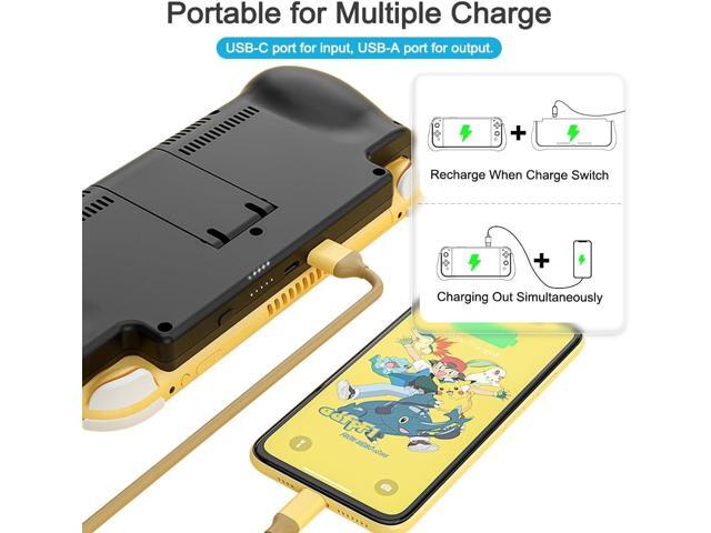 NEWDERY External Battery Station for Nintendo Switch Lite, 10400mAh Backup Portable Charger Case Support PD Quick Charging 2 Extra Game Card Slots...