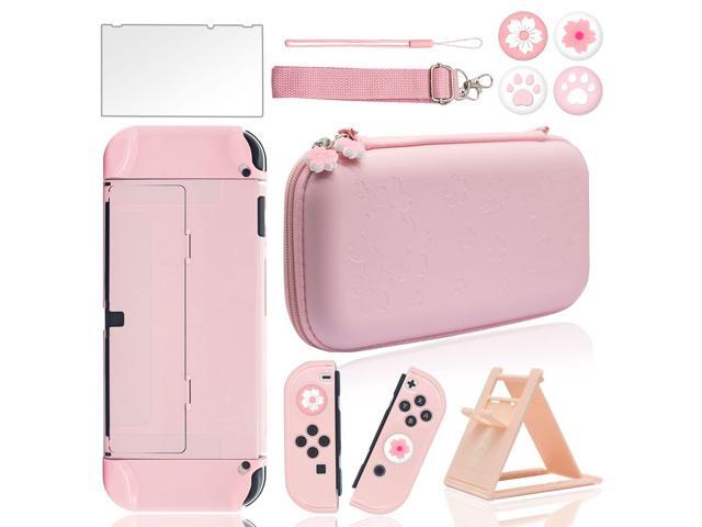 BRHE Cute Travel Carrying Case for Nintendo Switch / Switch OLED Accessories Kit with Hard Protective Cover, Glass Screen Protector, Ultra-Thin...