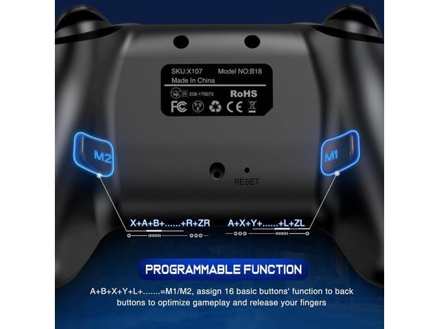Wireless Switch Controller for Nintendo Switch/Lite/OLED Controller, Switch Controller with a Mouse Touch Feeling on Back Buttons, Extra Switch Pro...
