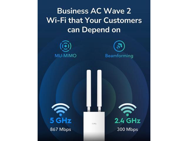 Cudy RE1200 Outdoor AC1200 WiFi5 Outdoor Fast Access Point Mesh, IP65 Waterproof MU-MIMO Support RE Mode, PoE Powered, Business WiFi Solution