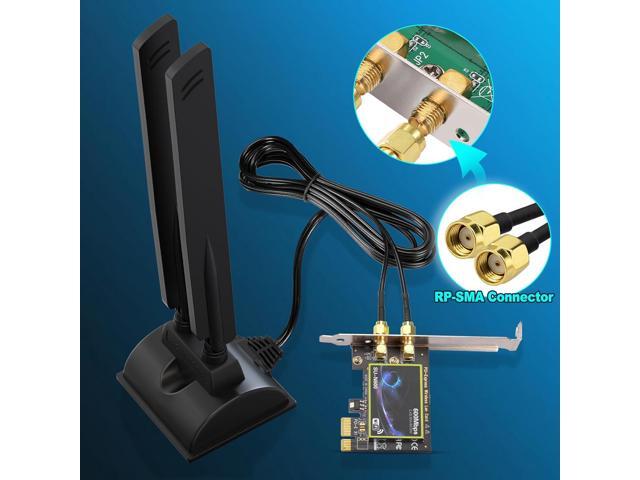 Eightwood WiFi 6E Antenna Tri-Band 6GHz 5GHz 2.4GHz RP-SMA WiFi Antenna Magnet Mount Base for PC Desktop Computer Motherboard WiFi Bluetooth Card...