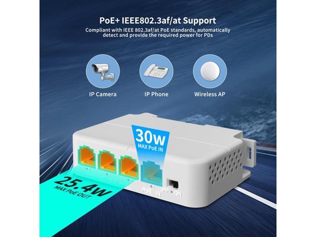 1 in 3 Out Gigabit PoE Extender, NICGIGA 3 Port PoE Repeater 100 Meters(328 ft),IEEE 802.3af/at Power Over Ethernet PoE Splitter to 3 PoE Devices...
