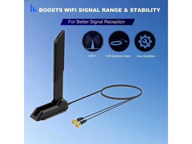 External Tri-Band 802.11BE Performance WiFi 7 Antenna with RP-SMA Male Connector for WiFi 7 PC Desktop Computer Extendable Router ASUS ROG Gaming...