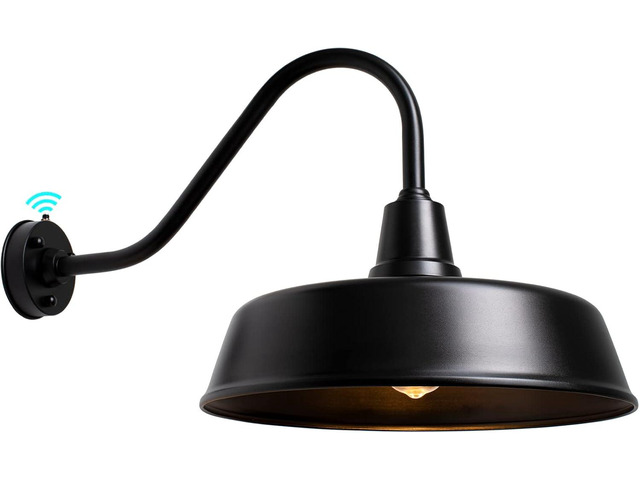 Gooseneck Barn-Lights Outdoor Fixture - 21 inch Farm Style Black Large Lighting Farmhouse Exterior Sconce Wall Light for House, Dusk to Dawn Sensor...
