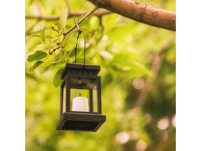 SOLPEX Solar Lanterns Outdoor Waterproof, 8 Pack Solar Lights Outdoor LED Hanging Lantern Lights, Candle Effect Decorative Lights with Stakes for...