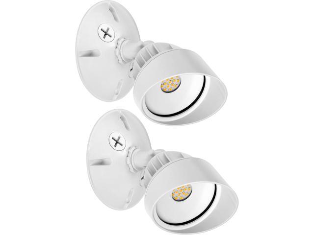Maxxima LED White Outdoor Flood Security Wall Light 950 Lumens 3000K 2 Pack Exterior Security Light, Adjustable Head, Warm White, Exterior Lighting