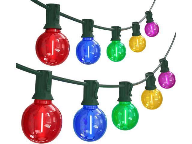 SUNSGNE G40 LED Christmas Globe String Lights, 50FT Shatterproof Round Colored Christmas Lights with 27 LED Clear Multicolor Bulbs(2 Spare) for...