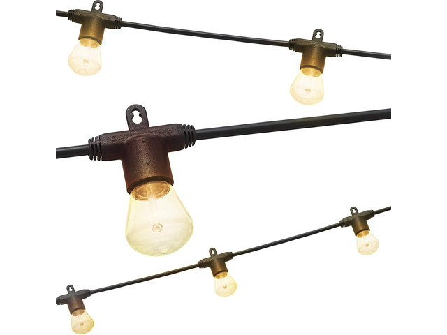 Enbrighten LED Bistro Outdoor String Lights, 24ft, 12 Shatter Resistant Lifetime Bulbs, 2200K Warm White, Weather Resistant, Indoor/Outdoor,...