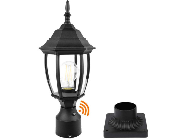 Dusk to Dawn Outdoor Post Light Hardwired 120V, Waterproof Aluminum Pole Light Fixture with Pier Mount Base, Exterior Lamp Post Lantern Head with...