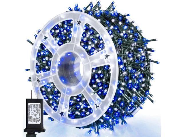 Wellisnow 164ft 500 LED Blue White Christmas Lights, 8 Lighting Modes Waterproof Christmas Lights Outdoor Plug in for Christmas Tree Yard Wedding...