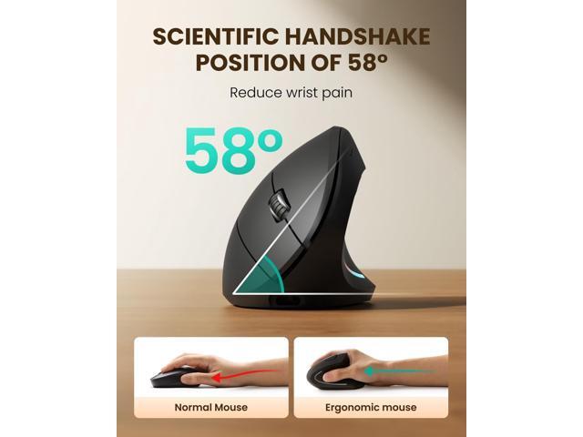 Ergonomic Wireless Rechargeable Mouse, Bluetooth+USB A+Type C(3 in 1) Connection, 5 Levels Up to 4800 DPI, 6 Silent Buttons, 2.4GHz Carpal Tunnel...