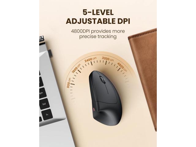 Ergonomic Wireless Rechargeable Mouse, Bluetooth+USB A+Type C(3 in 1) Connection, 5 Levels Up to 4800 DPI, 6 Silent Buttons, 2.4GHz Carpal Tunnel...