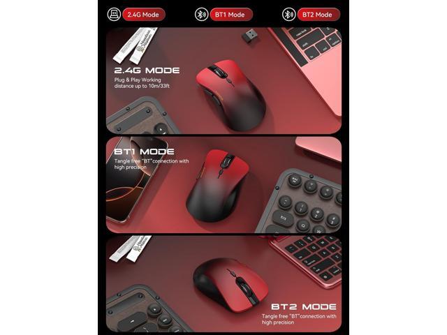 Bluetooth Wireless Mouse - Dual Bluetooth & 2.4 GHz USB Receiver, Comfortable Grip, Quiet Clicks, Low Power - Multi-Device Compatibility for...
