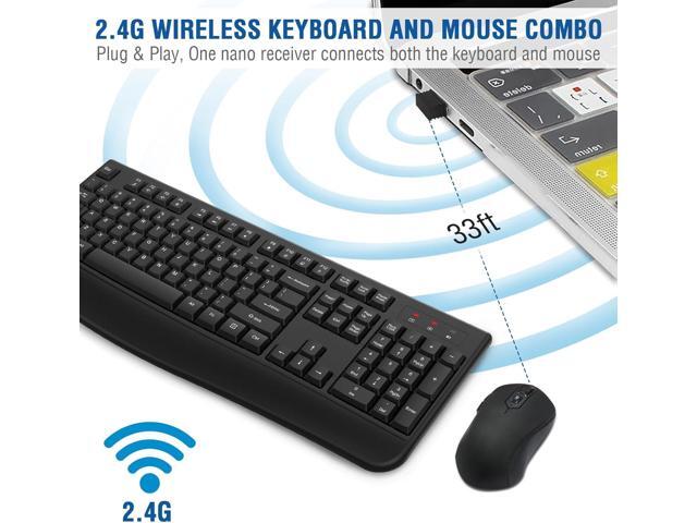 Wireless Keyboard and Mouse Combo, EDJO 2.4G Full-Sized Ergonomic Computer Keyboard with Wrist Rest and 3 Level DPI Adjustable Wireless Mouse for...