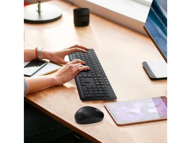 Wireless Keyboard and Mouse Combo for Windows, 2.4G Full-Sized External Cordless Computer Keyboard Mouse Combo for Laptop PC Desktop Chrome Mac,...