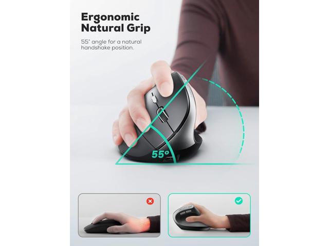 Nulea MD280 Ergonomic Vertical Wireless Mouse - Bluetooth & 2.4G Dual Mode, 4 Adjustable DPI 800/1200/1600/2400, Rechargeable, Silent Clicks, No...