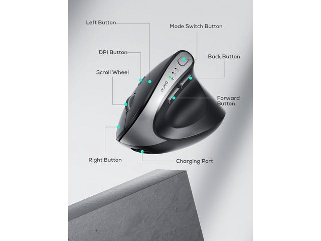 Nulea MD280 Ergonomic Vertical Wireless Mouse - Bluetooth & 2.4G Dual Mode, 4 Adjustable DPI 800/1200/1600/2400, Rechargeable, Silent Clicks, No...