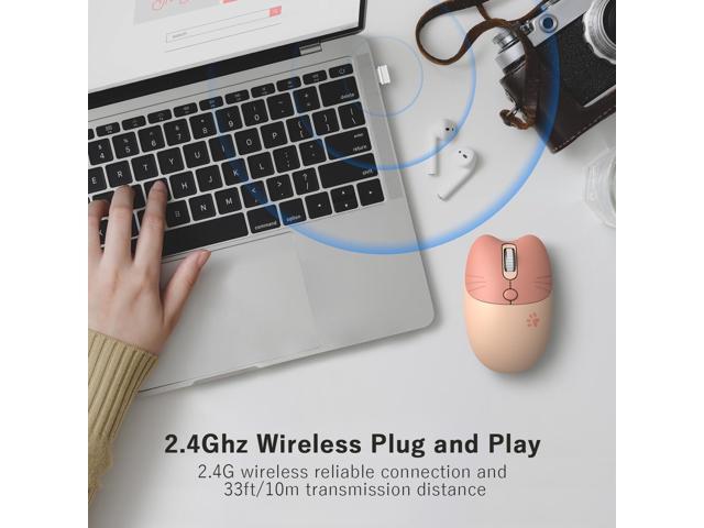 Wireless Compact Silent Mouse with Cute Cat Designs, 2.4GHz Plug and Play Wireless Opatical Mouse with USB Nano Receiver for Laptop/PC/Computer...