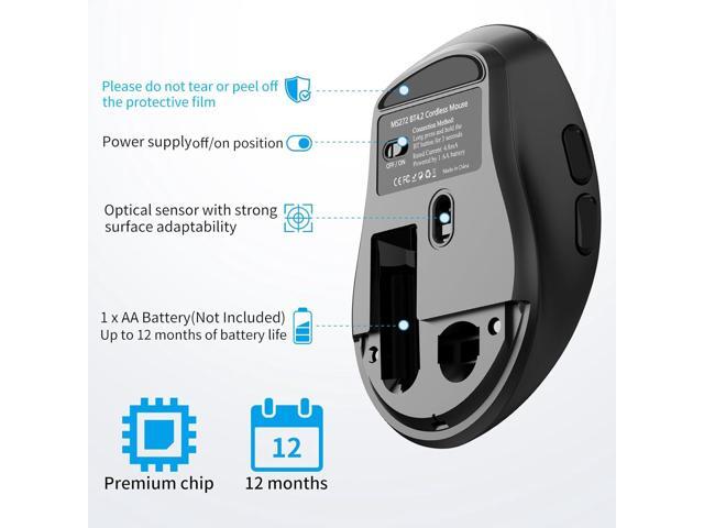 Bluetooth Silent Mouse, Ergonomic Computer Mouse with Side Buttons, BT4.2 Quiet Mice Without USB Receiver, 18 Months Battery Life, Compatible with...