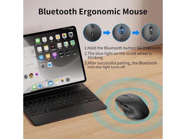 Bluetooth Silent Mouse, Ergonomic Computer Mouse with Side Buttons, BT4.2 Quiet Mice Without USB Receiver, 18 Months Battery Life, Compatible with...