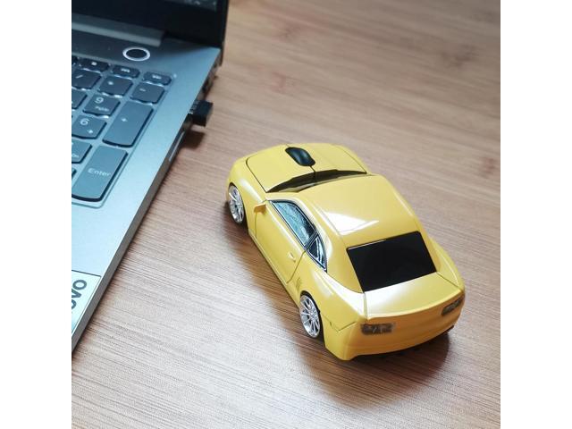 Wireless Car Mouse - 2.4GHz Wireless, Cool Car Shape, Laptop PC Mac Compatible (Yellow)