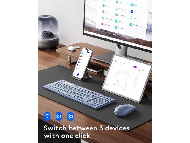 Foldable Keyboard and Mouse, Samsers Folding Bluetooth Keyboard Combo, 2.4G + BT5.0 x 2, Full-Size Portable Travel Keyboard & Rechargeable Wireless...
