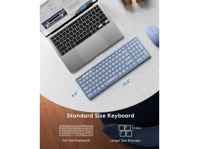 Foldable Keyboard and Mouse, Samsers Folding Bluetooth Keyboard Combo, 2.4G + BT5.0 x 2, Full-Size Portable Travel Keyboard & Rechargeable Wireless...