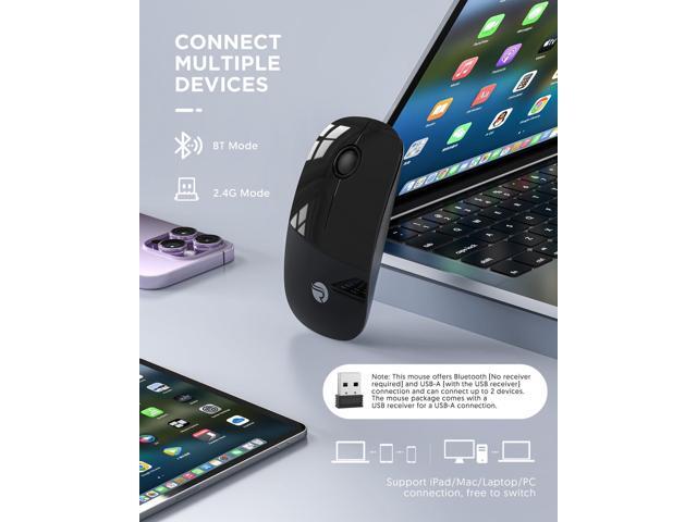 Bluetooth Wireless Mouse - (BT5.1+USB) Slim Dual Mode Computer Mice with Quiet Click, Low Power, and 1600 DPI, Portable Mouse for MacBook, Laptop,...