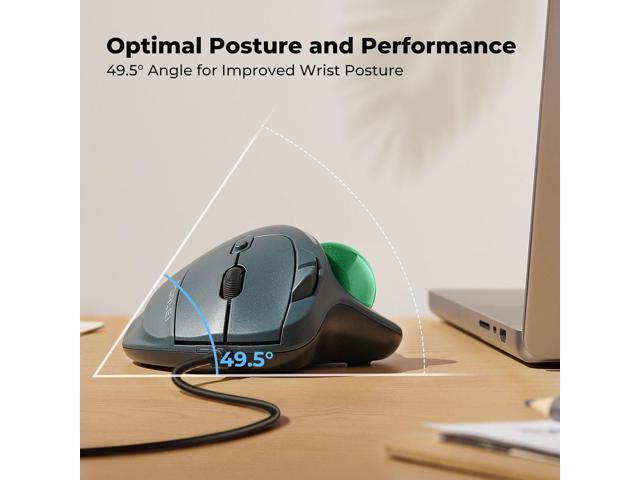 Wired Trackball Mouse, Ergonomic Comfort Design Reduces Muscle Strain, Easy Thumb Control, Precision Tracking with 5 DPI Options, Dual USB-C/USB-A...