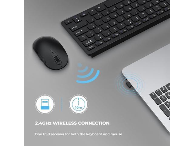 Compact Wireless Keyboard Mouse, 2.4GHz Ultra Thin Small Wireless Keyboard Mouse Combo for Desktop, Laptop (Black)